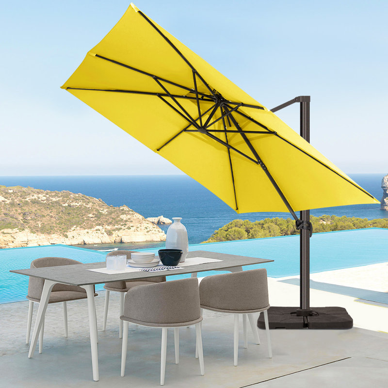 Parasol carré en porte-à-faux 120 po, Jaune