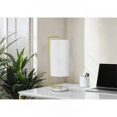 Lighting, H 20 po, lampe de table, marbre, abat-jour, contemporain