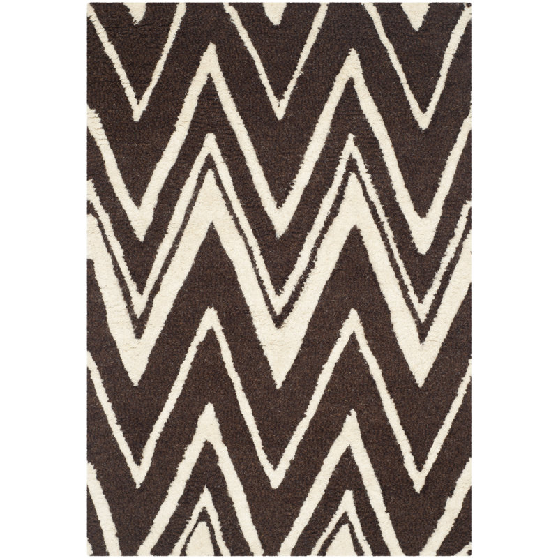 Sanyla Hand Tufted Wool Chevron Rug, Rectangle 2' x 3'