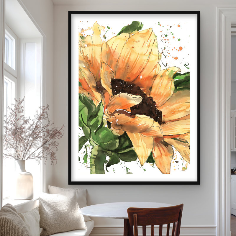 Tournesol en fleurs - décor rustique jaune mat