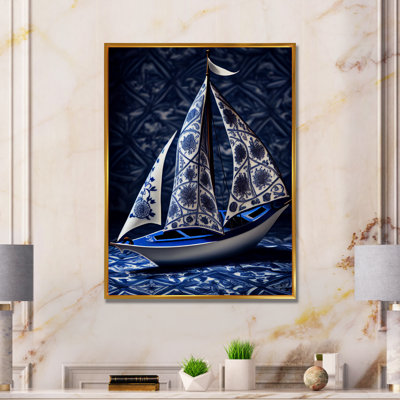 White And Blue Porcelain Sailboat " White and Blue Porcelain Sailboat " Mixed Media Print