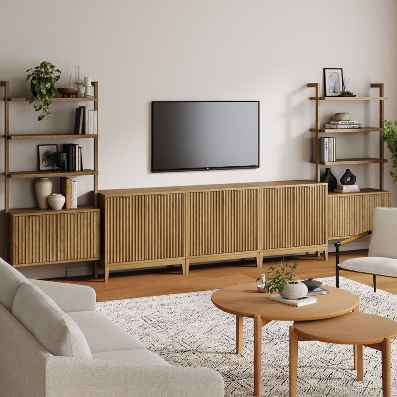 Coady Sideboard And Bookcase Set Entertainment Center, Natural