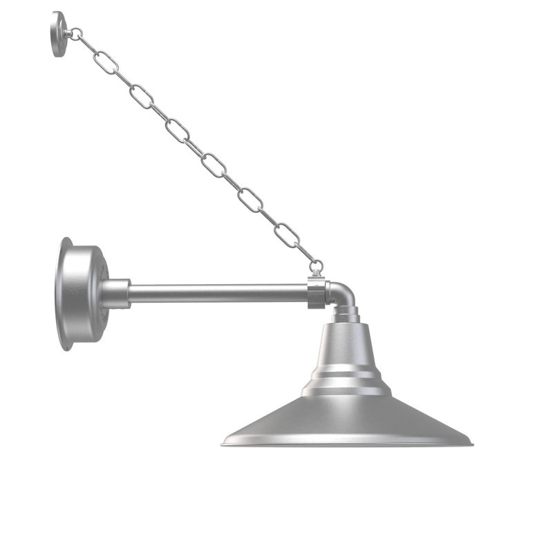 Luminaire de grange d’extérieur à del Albali, H 9,63 po x l 14 po x P 19,63 po, Argent galvanisé