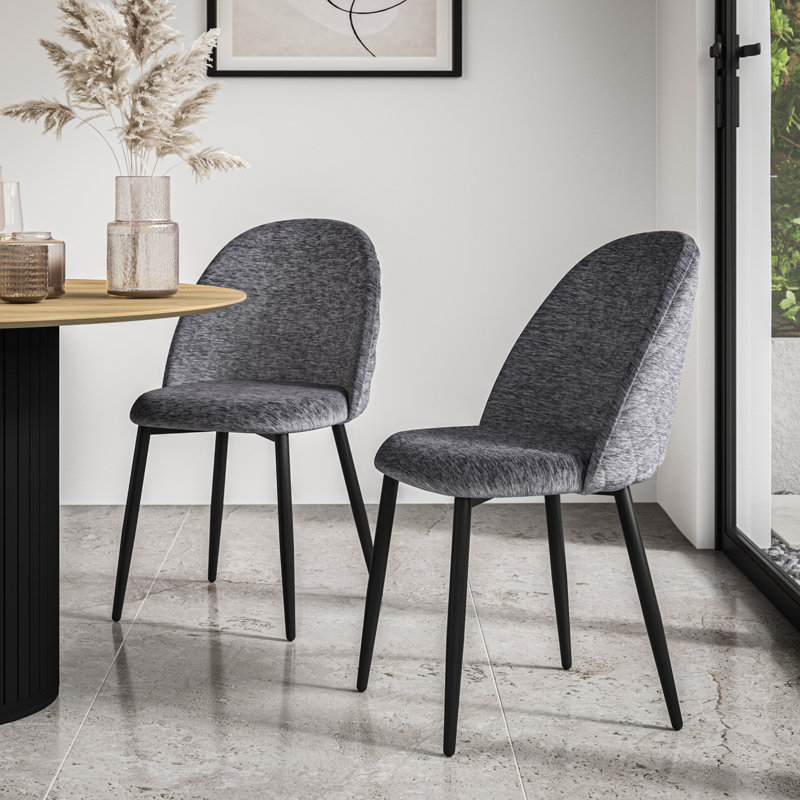 Velvet Upholstered Upholstered Back Side Chair, Grey
