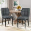 Chaises de salle à manger rembourrées en cuir synthétique 19,6 po H Raffertie avec structure en métal noir et dossier en forme de damier-1170870281-1150454639