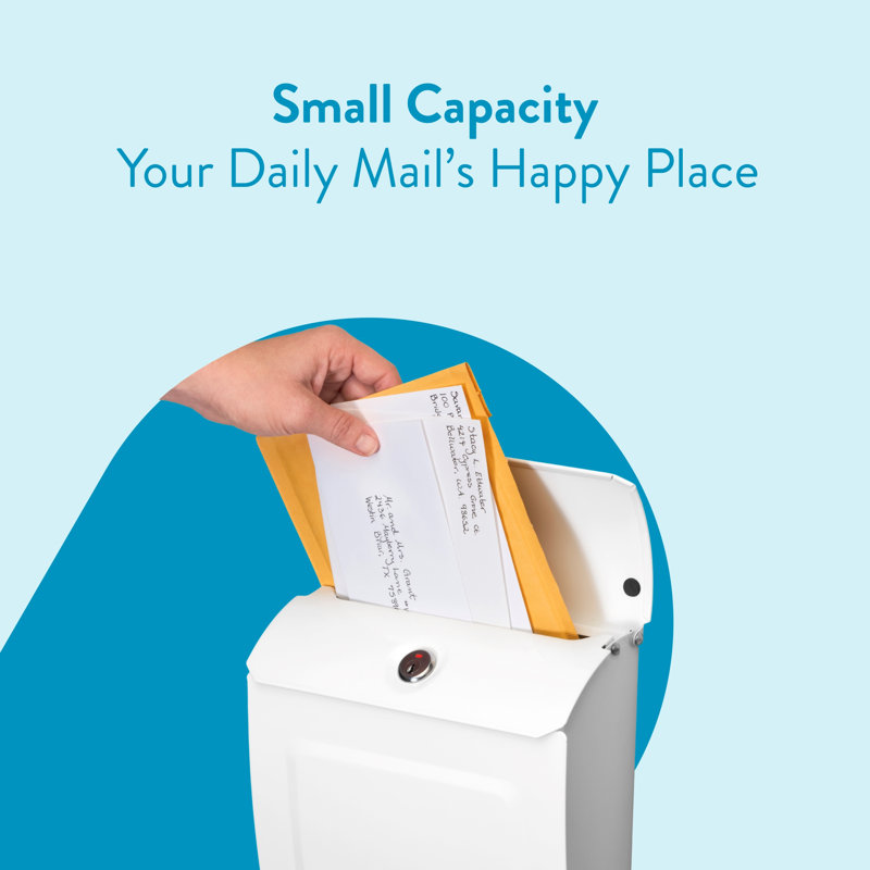 Aspen Locking Wall Mount Mailbox White, White