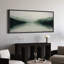 «Misty Lake and Mountain», toile encadrée - Paysage tranquille dans des tons de gris frais-115165213-115165214