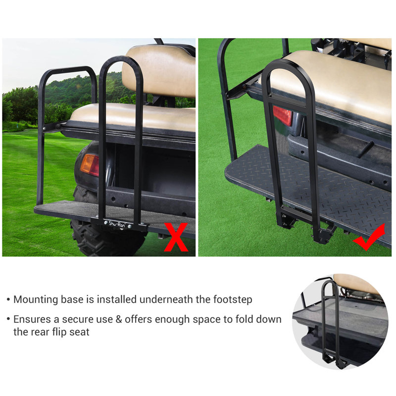 Barre d'appui de sécurité arrière pour chariot de golf Yescom Poignée arrière en forme de U avec quincaillerie de fixation pour TXT de EZGO Genesis 150
