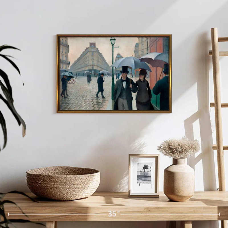 Paris, Paris, jour de pluie 1877, 19 po x 13 po, Cadre flottant doré