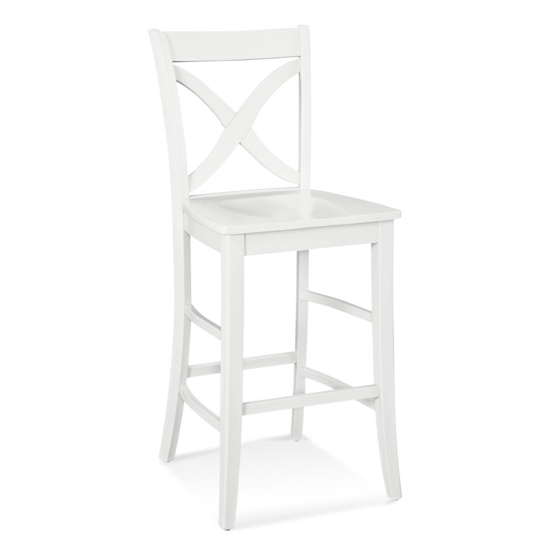 Hues Solid Wood Stool, Frost White Finish, Counter Stool (24" Seat Height)
