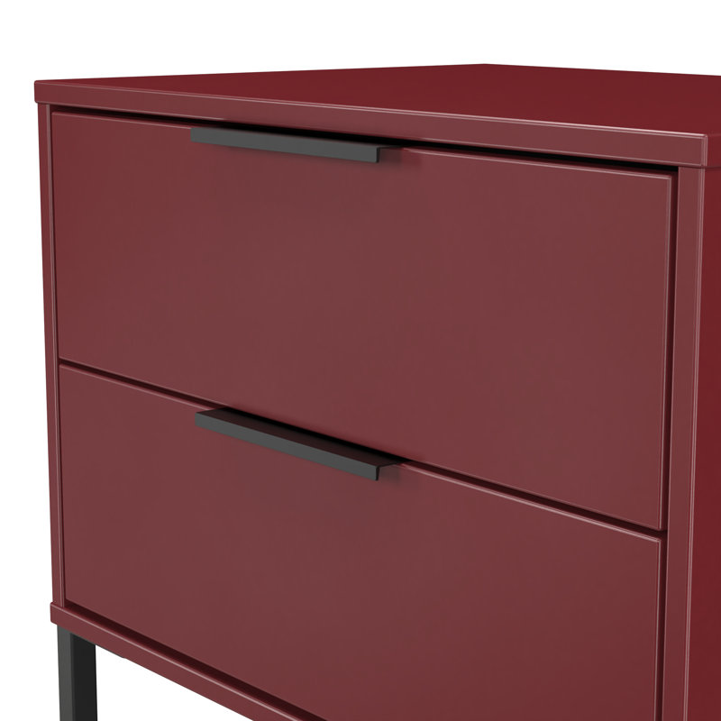 Bisceglia End Table, Red/Black