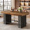 Table de bar industrielle à hauteur de comptoir de 63 pouces avec repose-pieds en métal pour cuisine Bistro