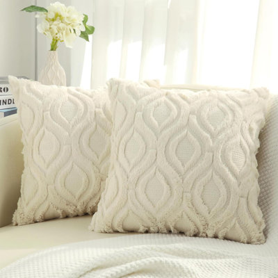 Decorative Throw Pillow Covers 16X16, Soft Plush Couch Pillow Covers For Home,Set Of 2