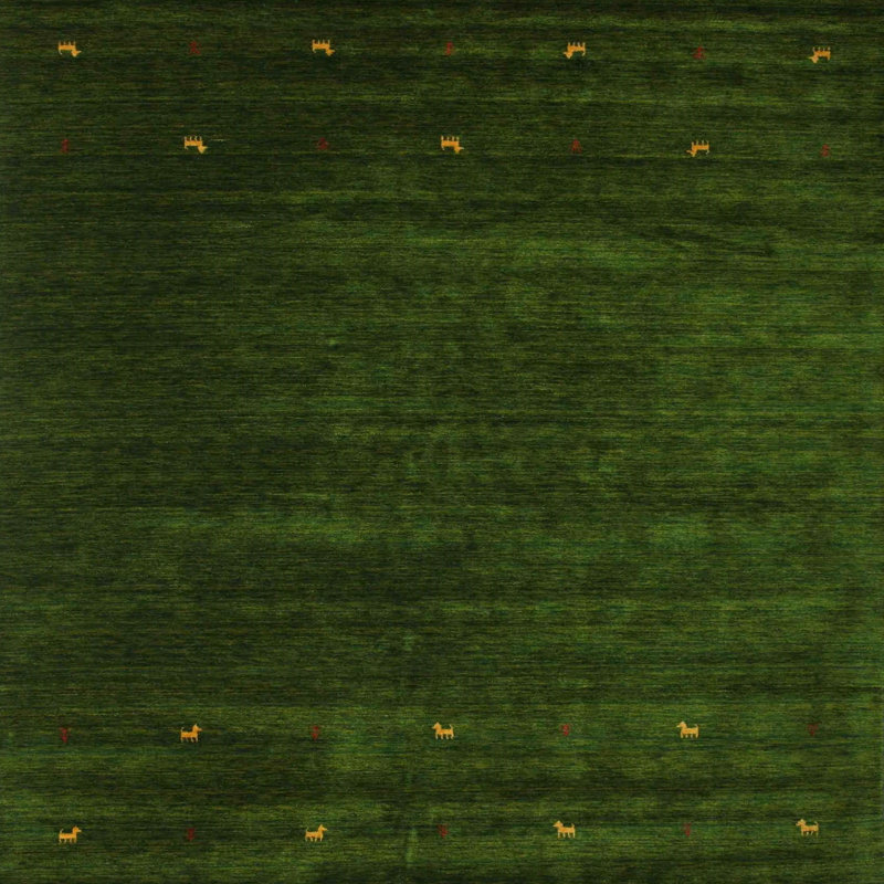 Tapis contemporain vert foncé, Carré 5 pi