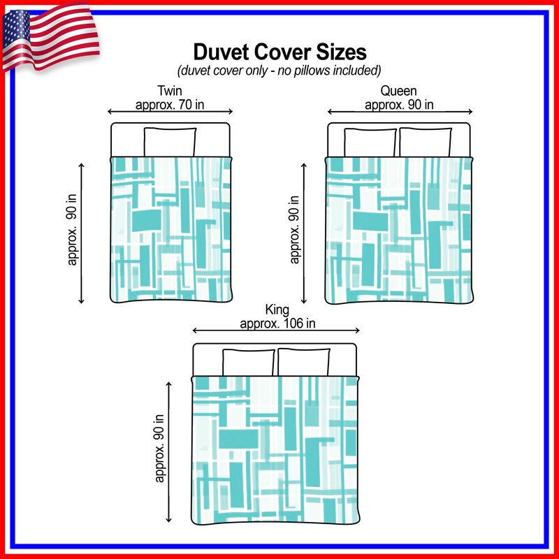 Housses de couette rectangulaires bleues, Lit simple