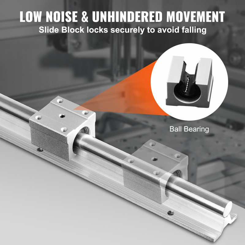 Ensemble de mouvement linéaire, SBR20 1500 mm, livré avec deux rails SBR20 de 59 po / 1500 mm et quatre blocs SBR20UU, idéal pour les tâches de bricolage et d'automatisation
