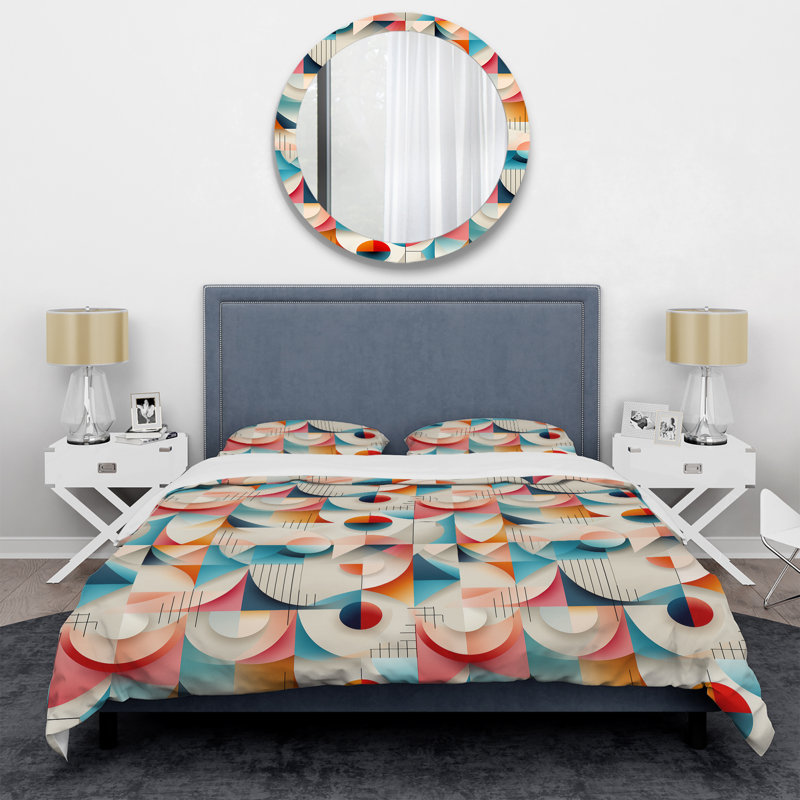 Ensemble de housse de couette géométrique Vintage Revival Cubic, Housse de couette pour très grand lit et 2 très