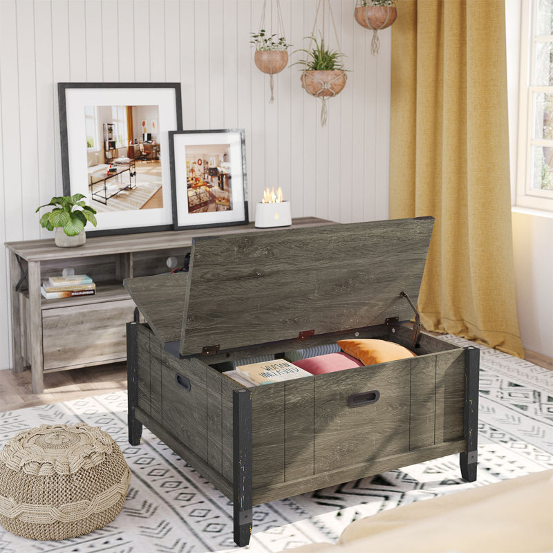 Table basse à plateau relevable Ivybridge, Chêne gris rétro