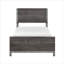 Structure de lit simple classique en bois stratifié brun, design moderne et élégant à deux tons pour chambre à coucher résidentielle