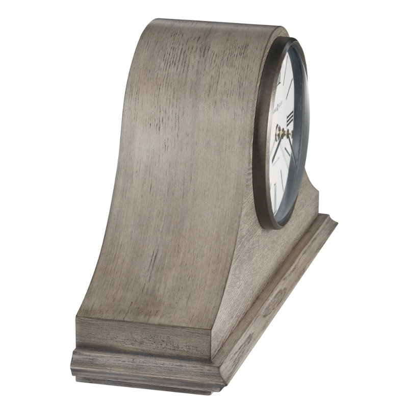 Lakeside Modern & Contemporary Mantel Clock, Tambour Ash-Veneered Case with Westminster Chime, Convex Glass