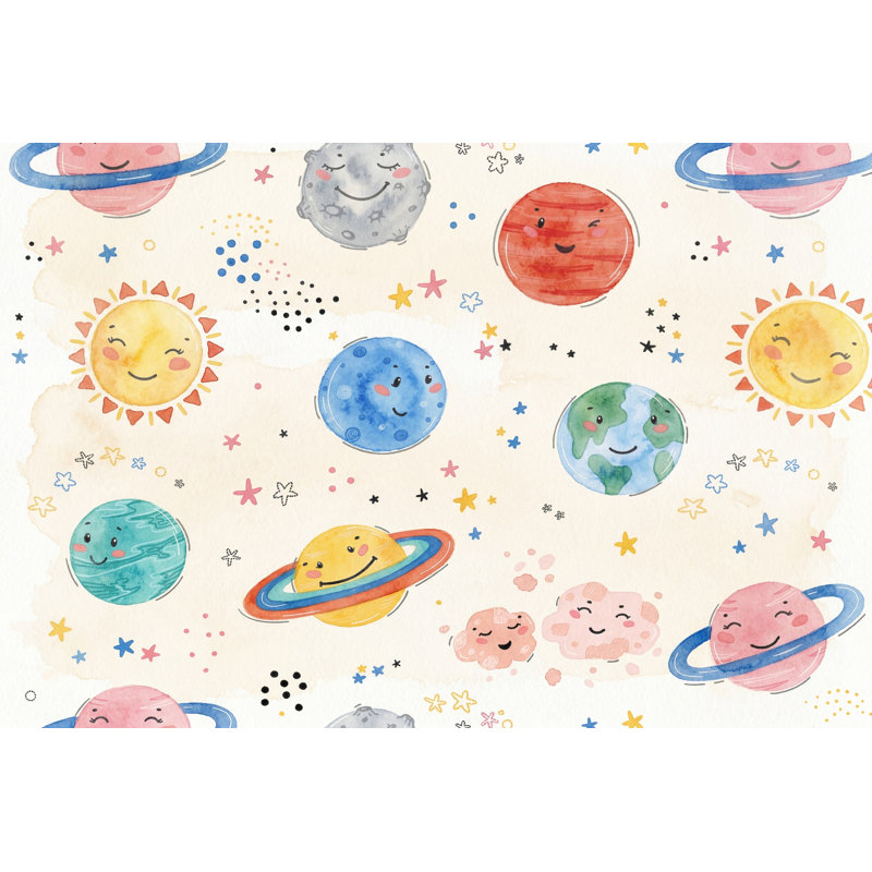 Décoration murale espace pour chambre d'enfant Planets Space, Non tissé, 200 po x 120 po