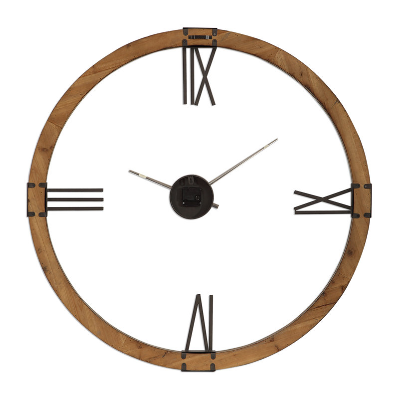 Marcelo 39.5" Brown Wood Traditional Wall Clock
