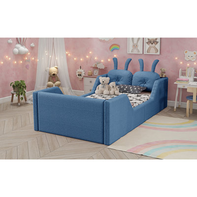 Upholstered Platform Bed with Rabbit Cushion
