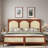 Wood Platform Bed With Rattan Headboard-665575496-665575499