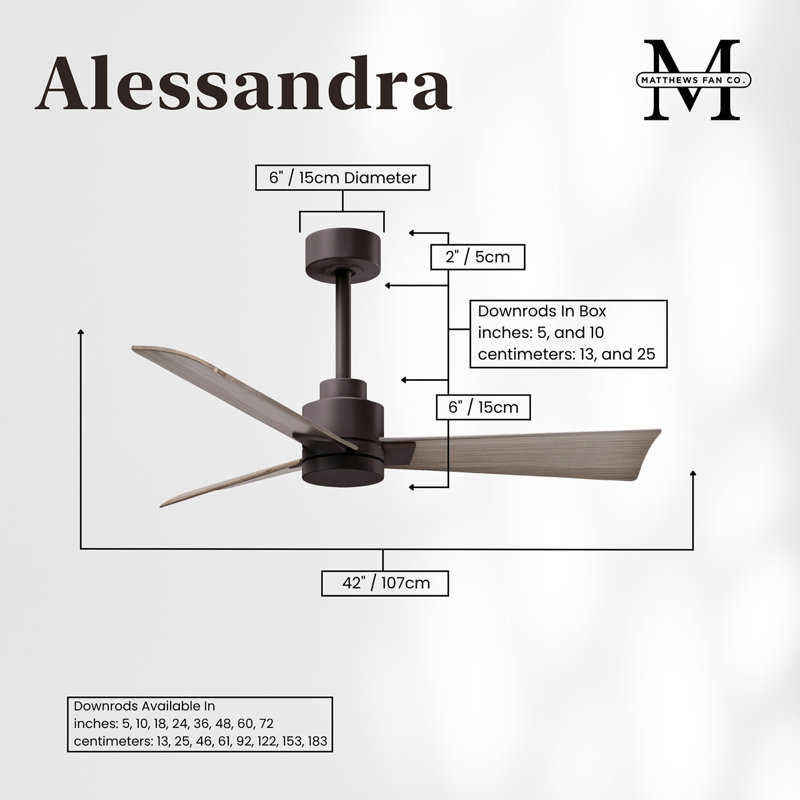 Alessandra Outdoor Downrod Ceiling Fan, Textured Bronze, Gray Ash Tone