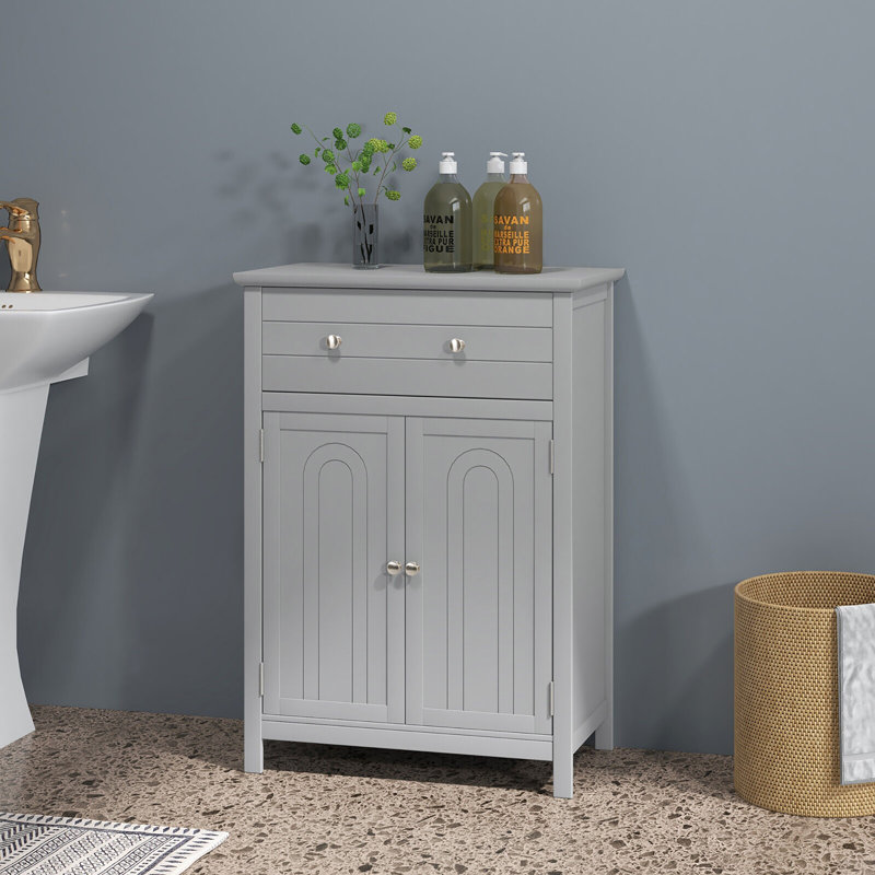 Armoire de salle de bain autoportante, gris