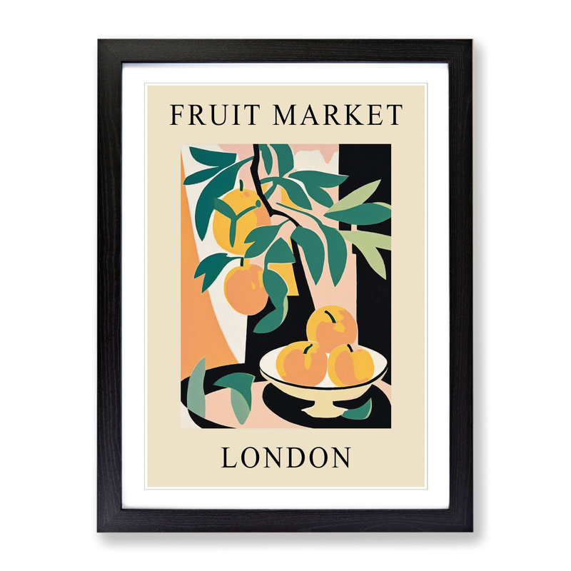 Peach London Fruit Market Exhibition - Framed Print, 46cm H x 34cm W x 2cm D