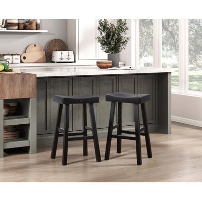 Transitional 4-Piece Pub Height Set, Table And Bar Stools And Solid Rubberwood Furniture