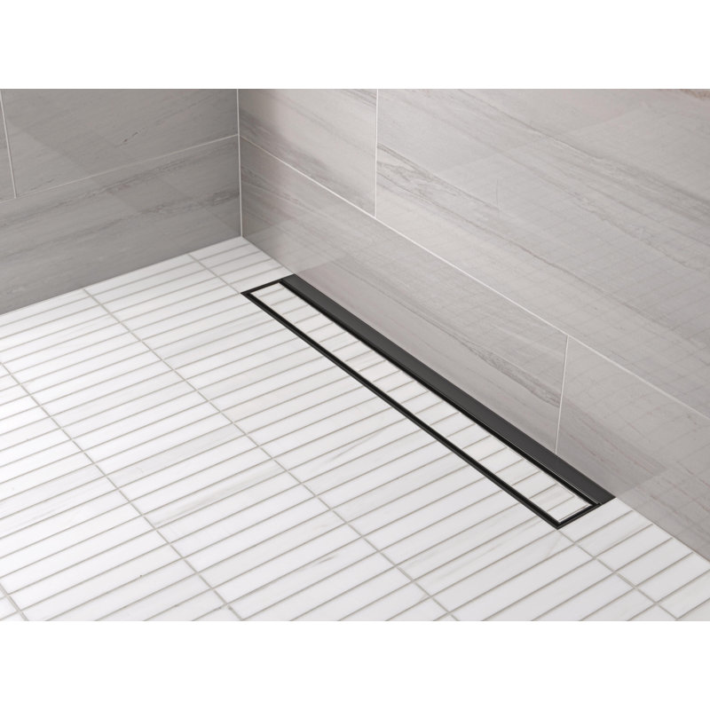 24" Linear Shower Drain Wall Edge, Matte Black