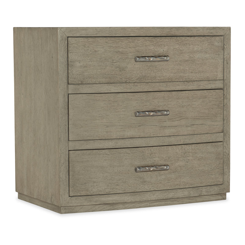 Gray Oak Transitional 3-Drawer Nightstand