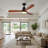 52" Modern Ceiling Fan with Lights & Remote, Solid Wood 3-Blade, Quiet Reversible DC Motor, 6 Speeds, 3CCT, APP Control for Bedroom, Living Room, Patio