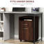 Support mobile pour imprimante et armoire de rangement brune avec tiroir, beaucoup d'espace pour les documents de bureau, fonction de freinage à 4 roues, s'adapte sous la plupart des bureaux, panneau de particules