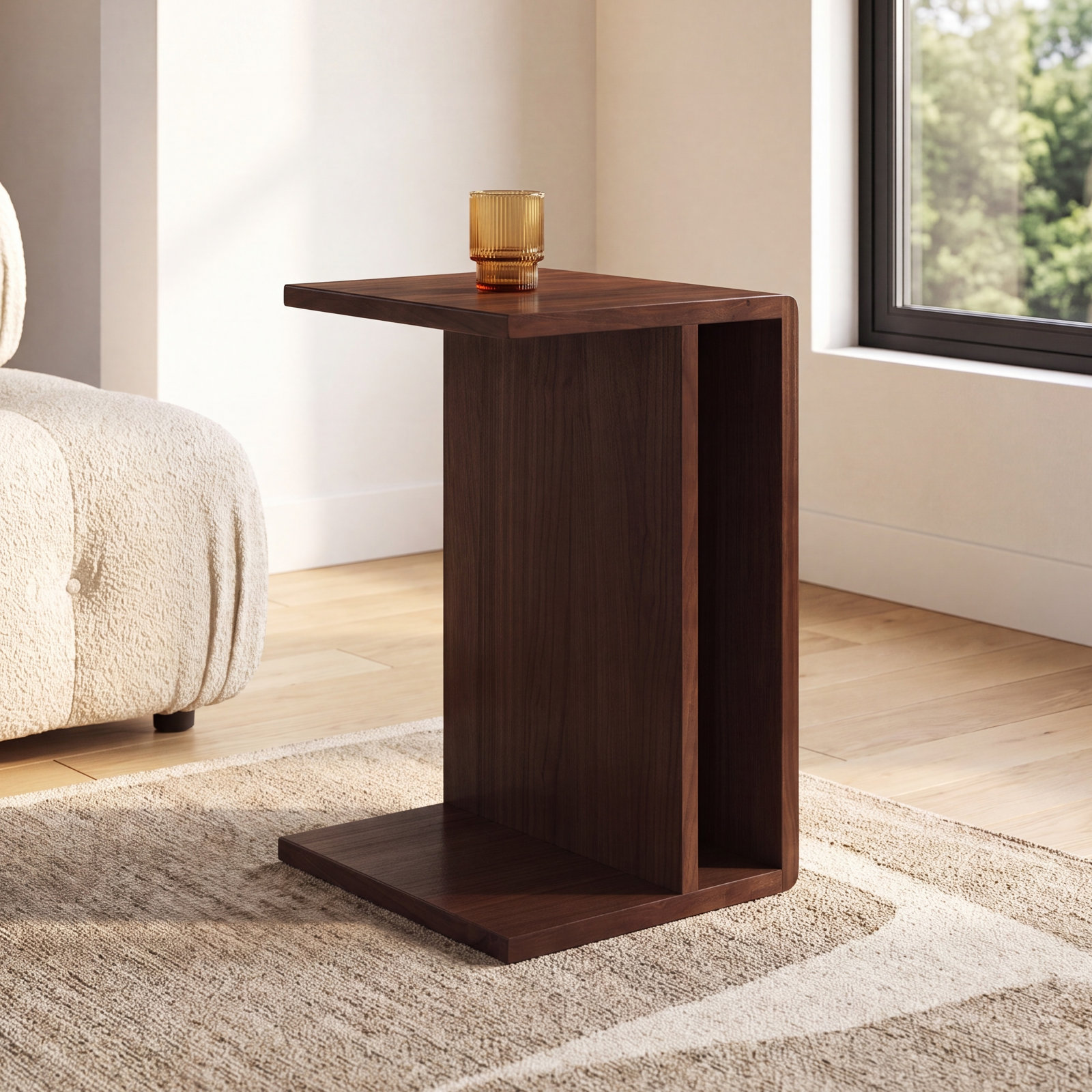 Kegan Solid Wood End Table, Natural Walnut