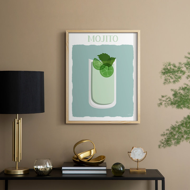 Reproduction encadrée Mojito - bois massif, Naturel, H 11 po x l 9 po