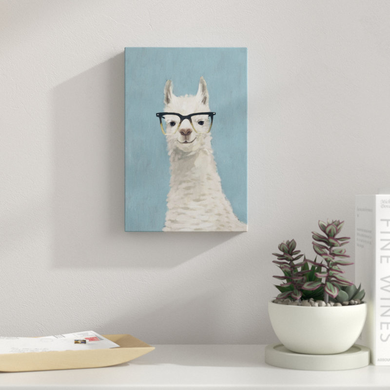 «Llama Specs II», peinture sur toile, H 12 po x l 8 po, Toile tendue