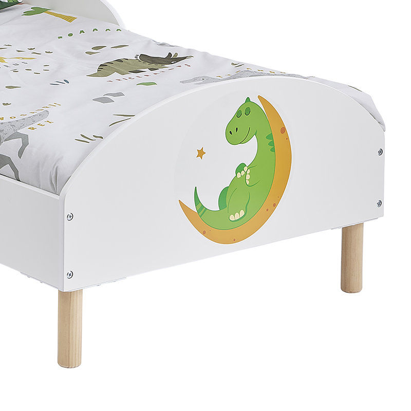 Kids White Toddler Bed – Dinosaur