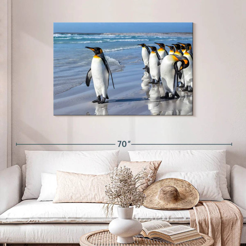 Penguins In The Beach, 30" H x 45" W