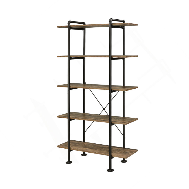 Bookcase In Rustic Oak & Black Finish