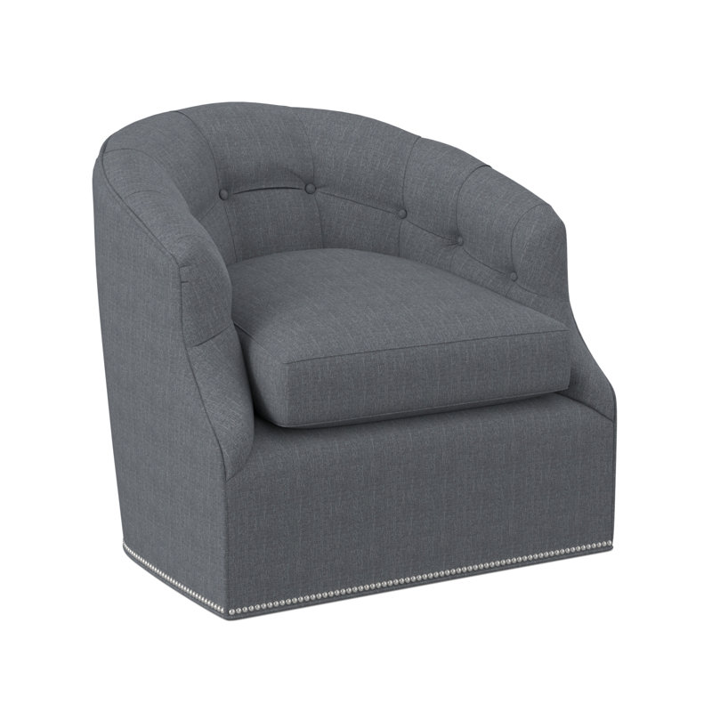 Chaise pivotante Calvert, Petit nickel poli, 100 % polyester port Elise
