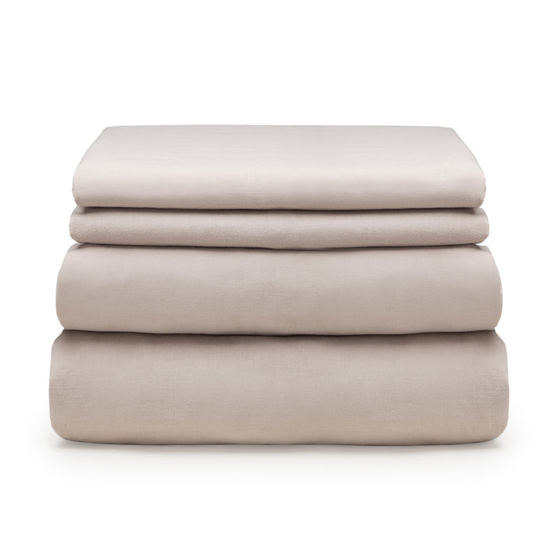  Solid Brushed 100% Cotton Beige Sheet Set . , Queen, Beige