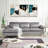 Sectional Sofa with Chaise, Mid-Century Modern L-Shaped Solid Wood Frame | Velvet | Standard