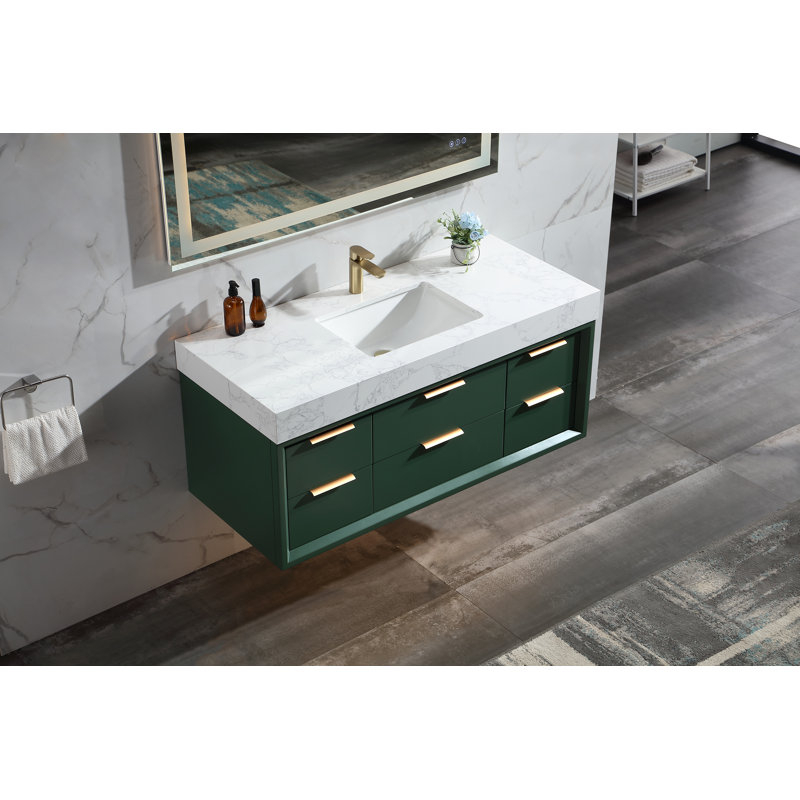Meuble-lavabo simple avec plateau Mayatte Grado, Vert, 48"