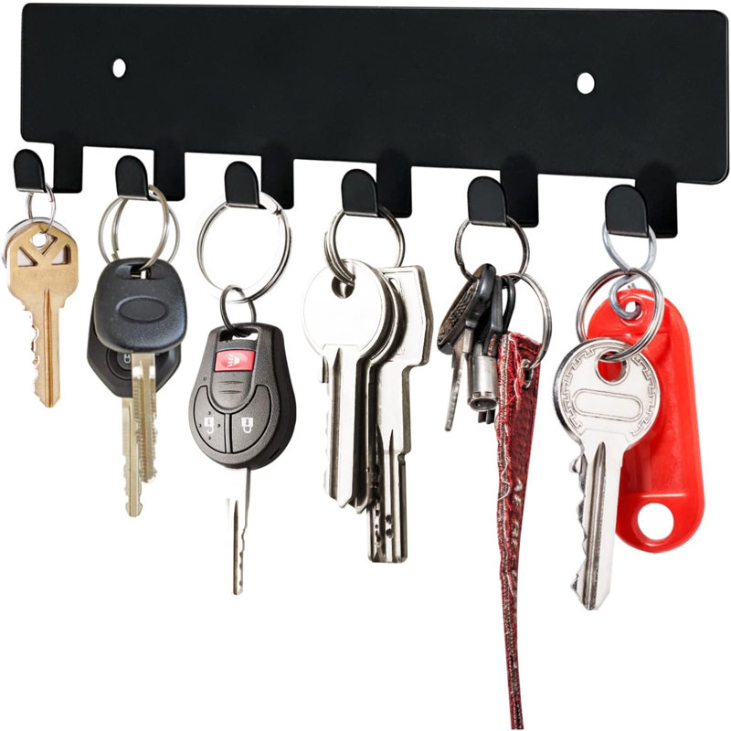 Godric Metal Wall Organizer with Key Hooks, Black