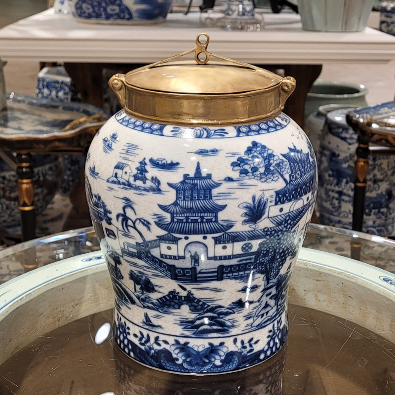 Pot décoratif en porcelaine peint à la main, H 10 po x l 7,5 po x P 7,5 po