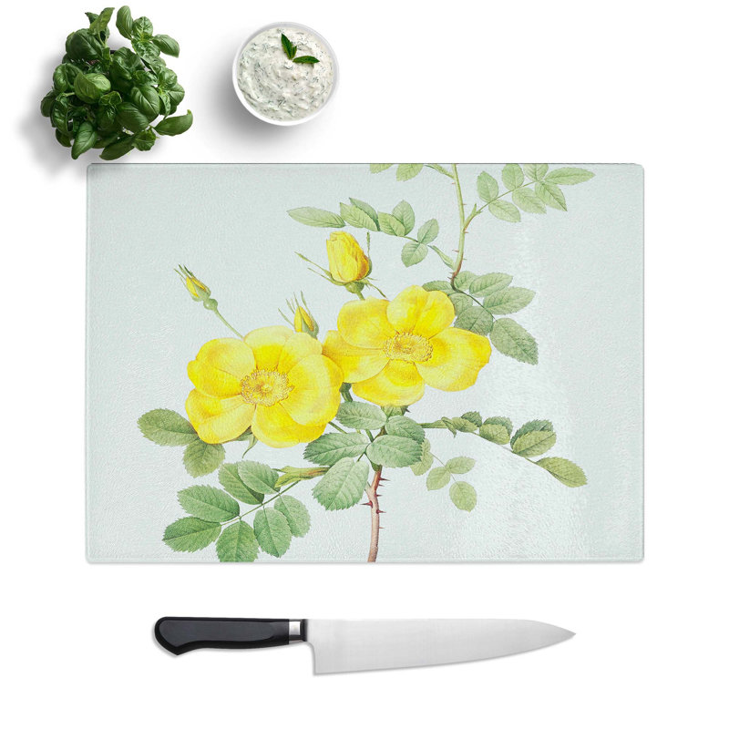 Tempered Glass Sweetbriar Roses by Pierre-Joseph Redoute Chopping Board, 39 cm W x 28.5 cm L