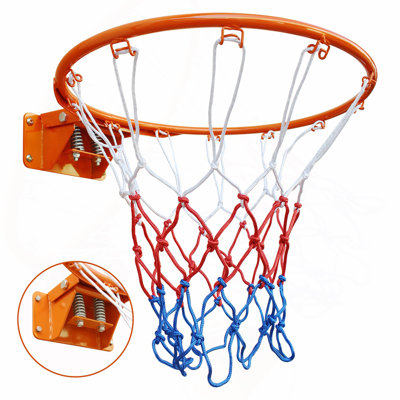 Basketball Double Spring Solid Rim, 18" Steel Basketball Rim for Indoor and Outdoor Black